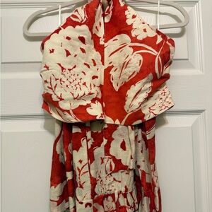 MANGO Red and Cream Floral Halter Set